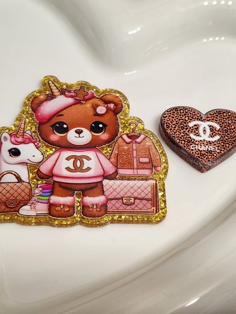 Design Bear Flatback Focal Bead Badge Keychain Crafts Beaded Pen Magnet Bag Clip